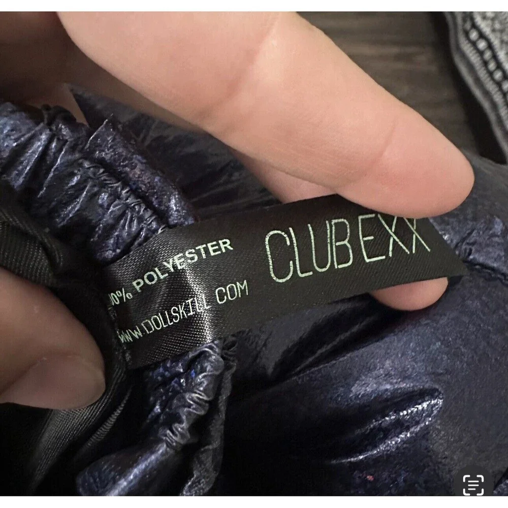 Clubb Exx metallic Blue Ski Snow Pants Xs Dollz Kill Iridescent‎ Puffer Shimmery